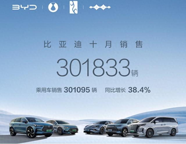 比亚迪十月销售301833辆 比亚迪十月销售301833辆